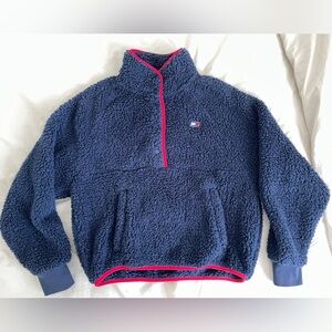 Tommy Hilfiger Kids Blue Fleece Jacket with Pink Trim